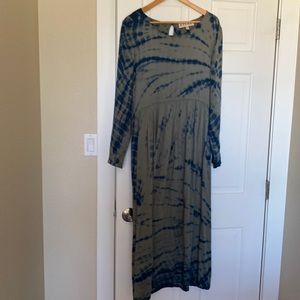 ANTHROPOLOGIE Dolan Left Coast Eliska Tie Dye Maxi Dress Long Sleeves Size L
